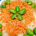 あこ♪あき's cooksnap of when they made お弁当!!鮭ﾌﾚｰｸ畑に枝豆ﾌﾗﾜｰ♪.