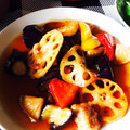 megu814's cooksnap of when they made 肉団子と野菜の素揚げの甘酢あん炒め♥.