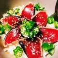 ゆめた918's cooksnap of when they made カツオのたたきとオクラの丼.