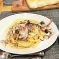 ナギヤ1114's cooksnap of when they made ベーコンとキノコのクリームパスタ.
