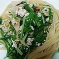 かぴーな's cooksnap of when they made ☺簡単♪鶏ひき肉と水菜のペペロンチーノ☺.