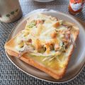 バカリャウ's cooksnap of when they made 朝ごはんに♪きのことベーコンのトースト.