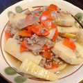 aromaki's cooksnap of when they made ごま油香る♪挽き肉と筍の煮物♡.