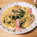 はるﾆｬﾝ★'s cooksnap of when they made わさびが利いてる☆春菊とベーコンのパスタ.