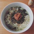 ひつじちゃんのママ's cooksnap of when they made わかめスープのそうめん.