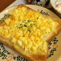 monora's cooksnap of when they made レンジでフワフワ☆卵&明太トースト.