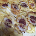 aiz's cooksnap of when they made 粗挽き黒胡椒マヨ焼きカルパス竹輪トースト.