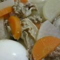 料理作造's cooksnap of when they made 大根と豚肉（大豆のお肉）と卵の味噌煮込み.