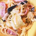 usacchi's cooksnap of when they made キャベツとウインナーのクリームパスタ♪.