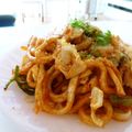 Fire-King's cooksnap of when they made うどんナポリタン—ケチャップうどん.