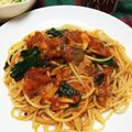 みずゆかりん's cooksnap of when they made しめじとほうれん草のトマトソースパスタ.