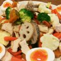 さゆとまみ's cooksnap of when they made 鶏肉と野菜のホットサラダ　オーロラソース.