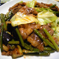 J・0505's cooksnap of when they made ★焼肉のﾀﾚで★豚肉とﾆﾝﾆｸの芽炒め★.