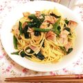 ☆kanatty☆'s cooksnap of when they made ほうれん草とベーコンのパスタ.
