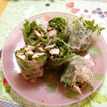 komutatata's cooksnap of when they made ささみの濃厚ごまだれ和えで☆サラダ春巻き.