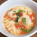 ＊ムラサキ＊'s cooksnap of when they made トマト 温そーめん.