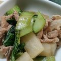 かぴーな's cooksnap of when they made 大根とチンゲン菜と豚肉の炒め煮.
