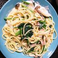 kitchen.aco's cooksnap of when they made ほうれんそうときのこのクリームパスタ✿.