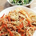 さらだaaa's cooksnap of when they made ノンオイル！レンコンと豚肉の甘酢きんぴら.