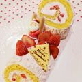 ♡♡pino♡♡'s cooksnap of when they made クリスマスに♪ピンク色の苺ロールケーキ.