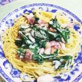 ろーまま's cooksnap of when they made ＊ベーコンとほうれん草のクリームパスタ＊.