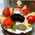 kero55's cooksnap of when they made リース風デコレーション★Xmasケーキ.