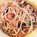 usacchi's cooksnap of when they made えのきとベーコンのにんにく醤油パスタ☆.