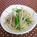 龍青空ママ's cooksnap of when they made 夏にアスパラ炒め☆もやし&ちくわ.
