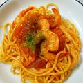 horseland's cooksnap of when they made 有頭海老の旨味丸ごと☆トマトソースパスタ.