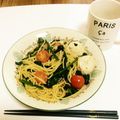 うめねず's cooksnap of when they made ほうれん草とベーコンの和風パスタ.