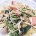 こぴたまご's cooksnap of when they made 鮭、しめじ、ほうれん草のクリーム パスタ.