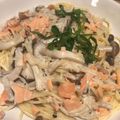 さとかげつん's cooksnap of when they made スモークサーモンときのこのクリームパスタ.