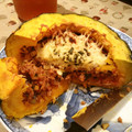 tarorine's cooksnap of when they made ハロウィン☆かぼちゃの肉詰めオーブン焼き.
