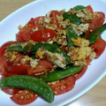 ナーちゃん's cooksnap of when they made スナップエンドウのトママヨ炒り卵炒め.
