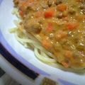 板の間の娘's cooksnap of when they made 市販のミートソースで！！美味しいパスタ.