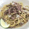 uniteayu's cooksnap of when they made ✿大葉甘味噌の肉そぼろパスタ✿.