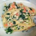 はんぶんこ☆'s cooksnap of when they made 鮭の豆乳クリームパスタ.