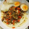☆kokomi☆'s cooksnap of when they made 釜玉でコクをプラス 肉味噌うどん.