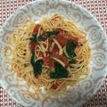 リラックマ君ママ♡'s cooksnap of when they made しめじとほうれん草のトマトソースパスタ.