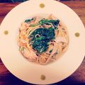 megu_hiuc's cooksnap of when they made スモークチキンときのこのクリームパスタ♪.