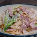 みゆ1011's cooksnap of when they made 牛乳でアスパラとベーコンのクリームパスタ.