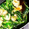 ののっく's cooksnap of when they made 安価な鶏皮と水菜の簡単炒め.