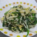 Ｋazu's cooksnap of when they made ゴマ油香る♪ニラ卵☆もやし炒め～.
