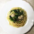 RoomA's cooksnap of when they made 豚ばら肉と小松菜の中華風パスタ.