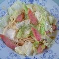 モコチャミ's cooksnap of when they made キャベツとソーセージのパスタ.