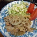 かあたらあ's cooksnap of when they made れんこんと豚のしょうが焼き.