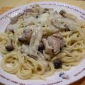 ななちょ's cooksnap of when they made きのことチキンのクリームスパゲッティ.