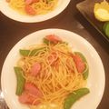 yukko119's cooksnap of when they made ❤スナップエンドウのガーリックスパ❤.
