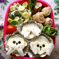 vivian☆'s cooksnap of when they made 今年の干支♡「見猿聞か猿言わ猿」キャラ弁.