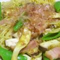 Rick_t's cooksnap of when they made スナップえんどうとベーコンのパスタ.